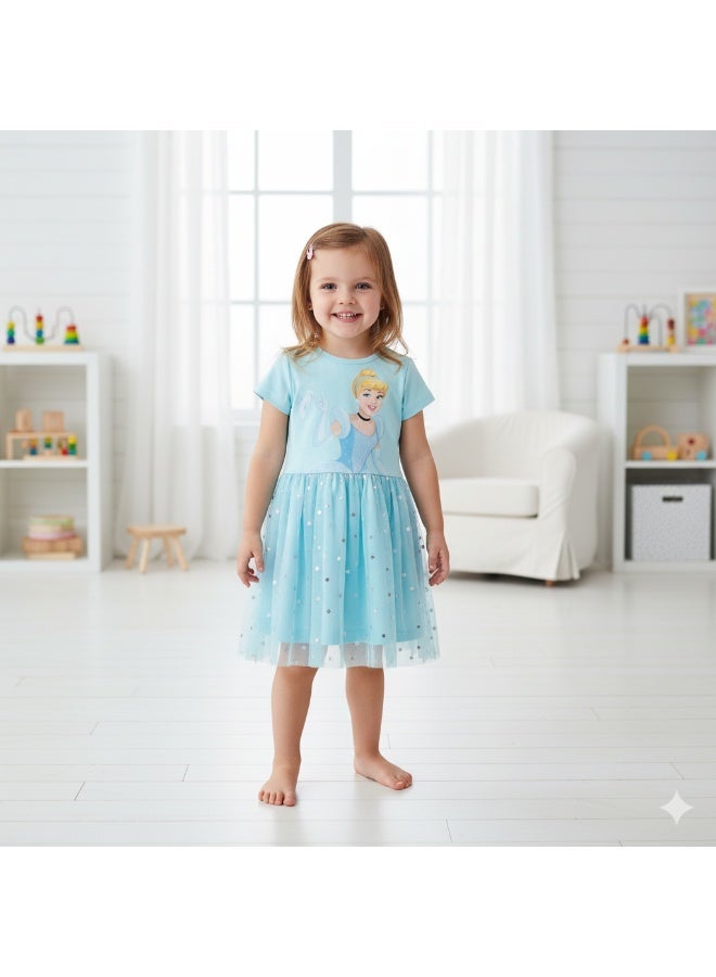 Disney PRINCESS CINDERELLA - GIRL'S TULLE DRESS 100% COTTON | MESH 100% POLYESTER| - Image 1